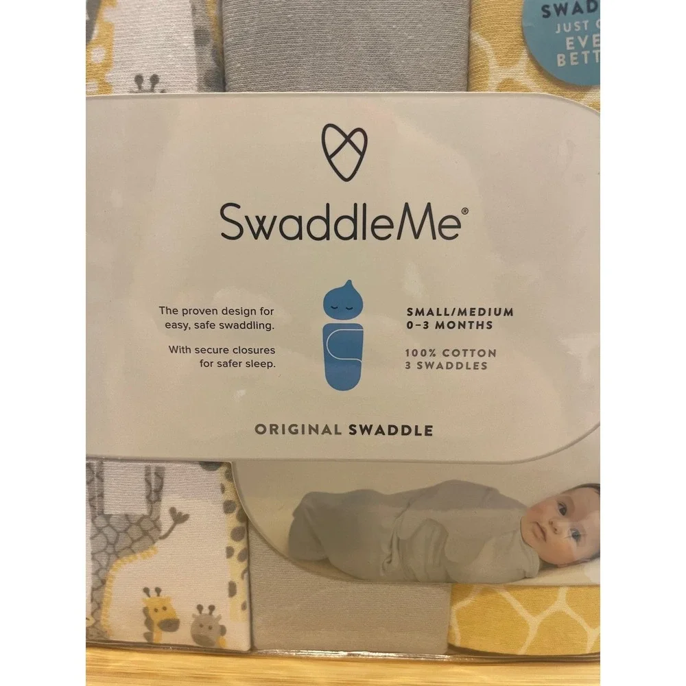 Swaddle Me set of 3 swaddle‎ blankets size small/medium 0-3 months NEW giraffes